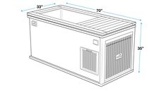 an image of a freezer with measurements