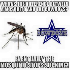 an image of a mosquito and the cowboys logo with caption that reads, what's the difference between a mosquito and the cowboys?