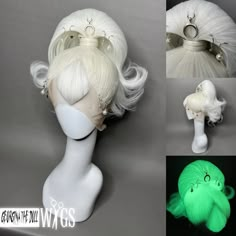 "🌙MIDNIGHT LUNA🌙 THIIS WHITE WIG FIBER DOES GLOW IN THE DARK BUT IS NOT UV ACTIVATED *This item is styled using a 13x3 lace front wig with a large 23\" stretch cap, a smaller cap size can be used upon request  *Will ship with a styrofoam wig head & package will be insured  *Turnaround/production timeframe is 2-3 months due to high demand *Custom color/style inquires must be approved prior to ordering, please email georginathedollwigs@gmail.com or message me privately on social media  🚨ALL SALES ARE FINAL🚨 No refunds, returns or exchanges due to resale/sanitary reasons, please read over my shop policies for more info  ✨PAYMENT PLAN AVAILABLE✨ Shop Pay Installments available for qualifying customers" Drag Wigs, White Wig, Wig Head, Androgynous Hair, Wig Styling, Hair Sketch, Cool Makeup Looks, Custom Wigs, Anime Hair