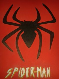 a painting of a spiderman on a red background with the words,'spider man '