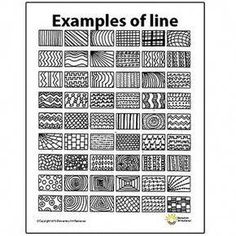 a poster with examples of lines in black and white on the bottom, which reads examples of line