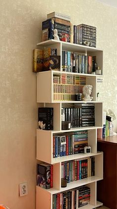 Book Shelf In Bedroom Design, Aesthetic Bookshelf, Productive Work, Books Bookshelf, Dream Apartment Decor