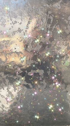 an abstract painting with many stars on it