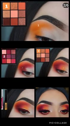 Orange Eye Looks Eyeshadows, Eye Pigment Makeup, Mothers Day Makeup, Cool Eyeshadow Looks, Fall Orange Eyeshadow Looks, Orange Eyeshadow Halloween, Orange Eyeshadow Looks Halloween, Summer Eyeshadow Looks, Orange Red Makeup Eye Shadows