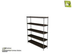 three tiered shelving unit with black shelves