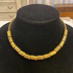 Vintage Gold Tone Choker Collar Statement Necklace  In excellent condition  Total length unclasped and Lying flat is 18.5" #983 Statement Collar Necklace, Choker Collar, Accessories Jewelry Necklace, Beaded Necklaces, Women Accessories Jewelry, Vintage Gold, Women's Jewelry, Necklace Etsy, Women's Accessories