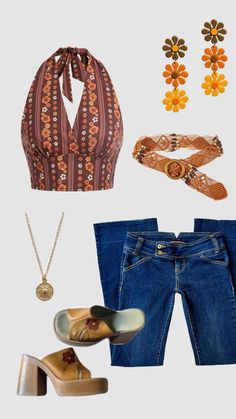 70s inspired outfit #outfitinspo #70s #60s #vintage #retro #70saesthetic #70sfashion #70style 70s Cute Outfits, Summer Outfits 70s Style, 1975 Aesthetic Outfits, 60s Boho Fashion, 70s Customes Ideas, 1970s Outfit Ideas, 70s Fashion Summer, 70s Inspired Fashion Summer, 60s Outfits Aesthetic