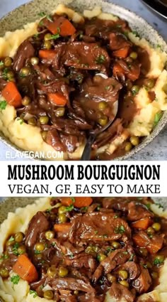 mushroom bourguggnon with vegetables and gravy to make it look delicious