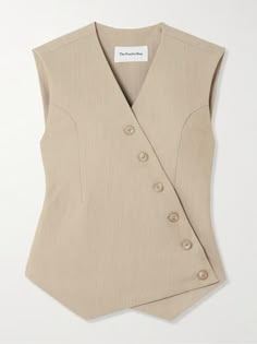 THE FRANKIE SHOP Maesa asymmetric canvas vest | NET-A-PORTER Vest With Sleeves, Porter Bag, Vest Ideas, Canvas Vest, Khaki Vest, Wardrobe Revamp, Image Consulting, Frankie Shop, Vest Designs