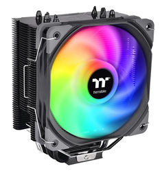 a computer case with a colorful fan on it's side and two black pipings