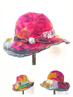 Custom Bucket Hats, Clothing Upcycle, Country Hats, Hat Patterns To Sew, Crazy Patchwork