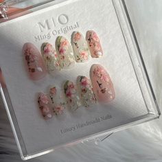 We want to ensure transparency and clarity about our products. This set of nails are meticulously hand-painted and may include some sticker elements, what you see in the pictures is what you will get. We kindly request that you carefully review the product description before making a purchase. If the combination of hand-painting and stickers is not what you are looking for, we recommend considering alternative options that better suit your preferences. SHAPES: Stiletto Oval Almond Square Coffin Sakura Flower Nail Art, Gel Art Nails, Sakura Nail Art, Faux Nails, Pink Sakura, Nails Matte, Nails Fake, Pretty Gel Nails, Really Cute Nails