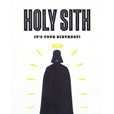 a birthday card with a black darth vader silhouette on it's front