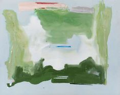 an abstract painting with green and blue colors