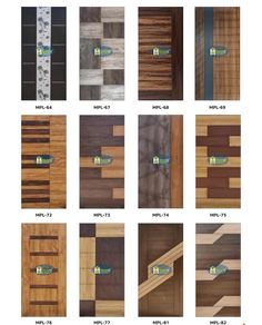 the different types of wood flooring in various styles and colors, with numbers on each side