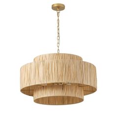 a chandelier made out of wood and rope hanging from a ceiling light fixture