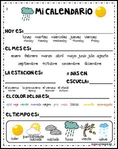 the spanish language worksheet for children to learn how to read and understand weather