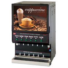 an automatic coffee machine with cappuccino on the front