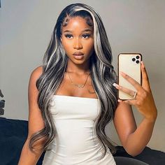 Category:Human Hair Lace Wig; Gender:wigs for black women; Wig Type:Natural Wigs; Occasion:Party  Evening,Vacation,Daily Wear; Age Group:Adults; Color Shade:Black,Dark Gray; Density:180%,150%; Origin of Hair Donors:Brazilian Hair; Hair Material:Human Hair; Cap Construction:13x4 Lace Front,4x4 Lace Front; Texture:Straight; Length:Long; Features:Pre-Plucked,Glueless,with Baby Hair; Listing Date:05/16/2022; Cap Circumference:; Front to Back:; Nape of Neck:; Side to Side Across Forehead:; Side to Si Straight Hair Highlights, Hair Color Blonde Highlights, Platinum Blonde Highlights, Human Hair Wigs Blonde, Black Hair With Highlights, Hair Cute, Hair Color Highlights, Straight Lace Front Wigs, Body Wave Hair