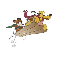 an image of goofy and pluto on a boat