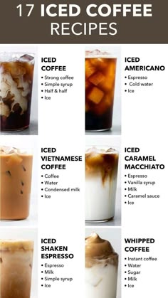 iced coffee recipe with different flavors and ingredients