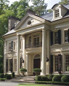 Warm Beige and Elegant Taupe Outside Paint Colors for a Cozy Exterior • 333+ Art Images Outside Paint Colors, Classical Facade, Victorian Homes Exterior, Royalty Core, Outside Paint, Mansion Exterior, Luxury Paints, Bungalow Style House Plans, Country Estates