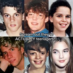 four different pictures of young people with caption that says scream but they're actually teenagers