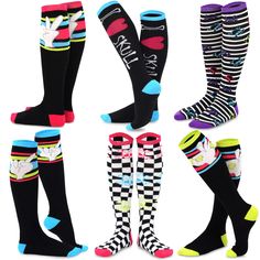 PRICES MAY VARY. TeeHee Crazy Funny Novelty Knee High Socks for Women 6-Pairs. Fun Party Socks Halloween Birthday Gift Finger Emojie Skull Pirate Checker Novelty Knee High Women. Casual Party Socks. Idea for Team Cheer Leaders’ Socks, Halloween socks, or for any special fun socks. Breathable, affordable, cute socks engineered to stay soft on your feet. Sizing Guidelines: Medium-Women's Sock Size 9-11 (US Shoe Sizes 6-9). Machine Washable. These funny socks are good for a gift idea. TeeHee Crazy Socks Halloween, Cheer Leaders, Goth Things, Diy Clothes Hacks, Halloween Socks, Fun Socks, Soft Sock, Socks For Women, Crazy Socks