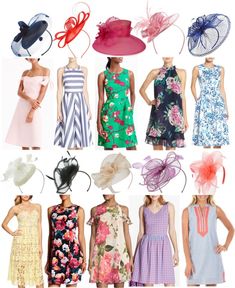 Kentucky Derby Day is coming up and today I'm sharing LOTS of outfit inspiration, including fun fascinators, hats and dresses. Floral Derby Dress, Simple Tea Party Outfit, Outfit With Fascinator, Kentucky Derby Bridal Shower Outfit, Derby Dresses And Hats Outfit Classy, Womens Derby Outfits, Fascinator Outfit, Kentucky Derby Fashion 2023, Kentucky Derby Hats For Women