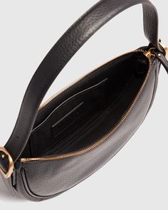 Drawing inspo from the '90s, our Italian Leather Mini Crescent Shoulder Bag is a modern take on a classic. Made with super soft Italian leather and outfitted with an adjustable shoulder strap, this sleek carry-all has just enough space for all your essentials.  | Quince | Women's Italian Leather Mini Crescent Shoulder Bag in Black Black Leather Crossbody Bag, Drawing Inspo, Top Grain Leather, Leather Mini, Quince, Timeless Classic, Leather Working, Drawing Inspiration, Italian Leather