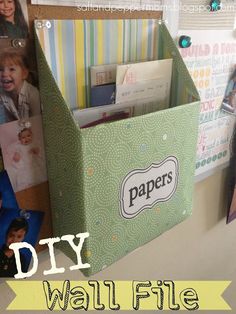 a diy wall file with pictures on it and the words, diy wall file