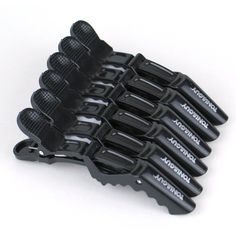 Pack of 10 Crocodile Clips for Hair Styling: Made of durable plastic, it is lightweight and will not rust or hurt the scalp compared to metallic clips. These handheld crocodile clips are perfect to use while straightening, styling, blow drying, coloring, cutting, bathing or even when working out. Its springs allow them to automatically adjust to hold any kind of hair regardless of amount, thickness, or type. They are perfect hair clips for styling & hair clips for women. Professional Hair Sectioning Clips: The crocodile hair clips features a unique flexible double-hinged design to automatically adjust to any amount of hair without leaving a dent. Non-Slip: Crocodile clips for hair anti-slip particles on the handle enable you to grasp hair clips tightly with two fingers and make them easy t Onyx Hair, Clips For Hair, Toni And Guy, Two Fingers, Alligator Clips, Styling Accessories, Wash Your Face, Free Amazon Products, Professional Hairstyles