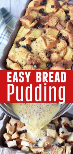 an easy bread pudding recipe in a pan