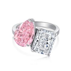 two pink and white diamond rings