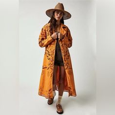 Free People Susanna Duster, Size Small. New Without Tags. Mustard Color. Duster Jacket, Free People Jacket, Free People Denim, Cut Work, Knit Jacket, Embroidered Lace, Military Fashion, Trench Coats, So Cool