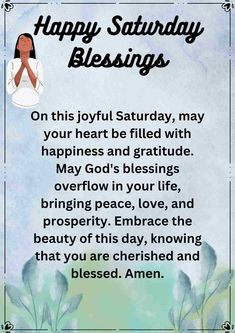 a greeting card with the words happy saturday blessing