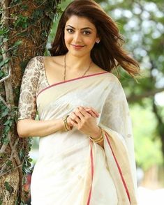 Sachin Vijay, Nene Raju Nene Mantri, Kajal Agarwal Saree, Kerala Saree Blouse, Kerala Saree Blouse Designs, Kasavu Saree, Kerala Saree, Indian Saree Blouses Designs, Indian Fashion Saree