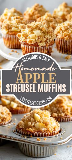 delicious and easy homemade apple streusel muffins with crumbled topping