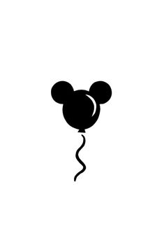 a black and white silhouette of a mouse balloon