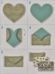 instructions to make paper hearts and envelopes