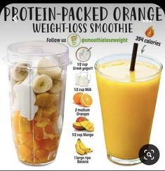 Pin by Elaine Wegner on Detox smoothie in 2022Smoothie recipes healthyFruit smoothie recipes healthyHealthy juice recipes Healthy Diet Smoothies, Snack Sani, Fruit Smoothie Recipes Healthy, Easy Healthy Smoothies, Smoothie Recipes Healthy Breakfast, Orange Smoothie, Smoothie Drink Recipes