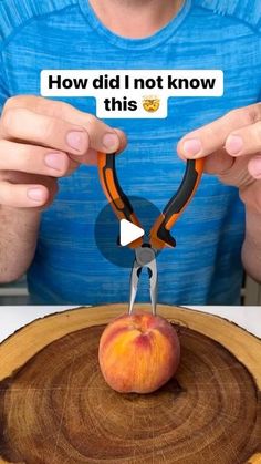 a man cutting an apple with scissors and text reading how did i not know this?