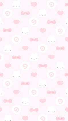 a pink wallpaper with white and pink bows on it