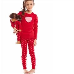 Brand New With Tag 100% Cotton Kid Set And Doll Set Fit 18 Inch Doll Playful Red Sleepwear For Pajama Party, Playful Red Loungewear Sets, Cute Red Bedtime Set, Cute Red Bedtime Sets, Playful Red Sleepwear For Sleepover, Playful Red Sleepwear For Sleepovers, Cute Red Pajama Party Sets, Cute Red Sleepwear For Bedtime, Cute Red Sleepwear