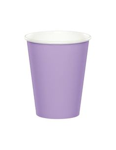 a purple paper cup with white rims on a white background for use as a drink container