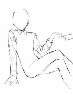 a drawing of a person sitting on the ground with their legs crossed and holding a cell phone