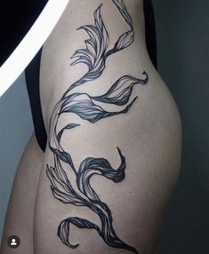 Seaweed Tattoo Sleeve, Hip And Waist Tattoo, Bull Kelp Tattoo, Kelp Forest Tattoo, Oceanic Tattoo, Large Back Tattoos For Women, Kelp Tattoo, Shhh Tattoo, Trippy Tattoo Ideas