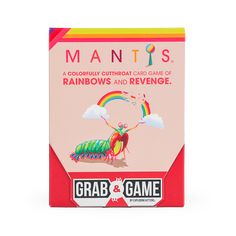 a card game with an insect and rainbows on it