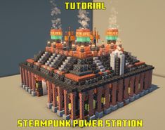 Minecraft Steampunk Power Station Minecraft Minecart Station, Mincraft Bilds, Steampunk Castle, Minecraft Restaurant, Minecraft Japanese, Minecraft Create