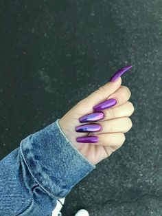 Nails 2018, White Acrylic Nails, Purple Nail, Bling Nails, Chrome Nails, Purple Nails, Gorgeous Nails